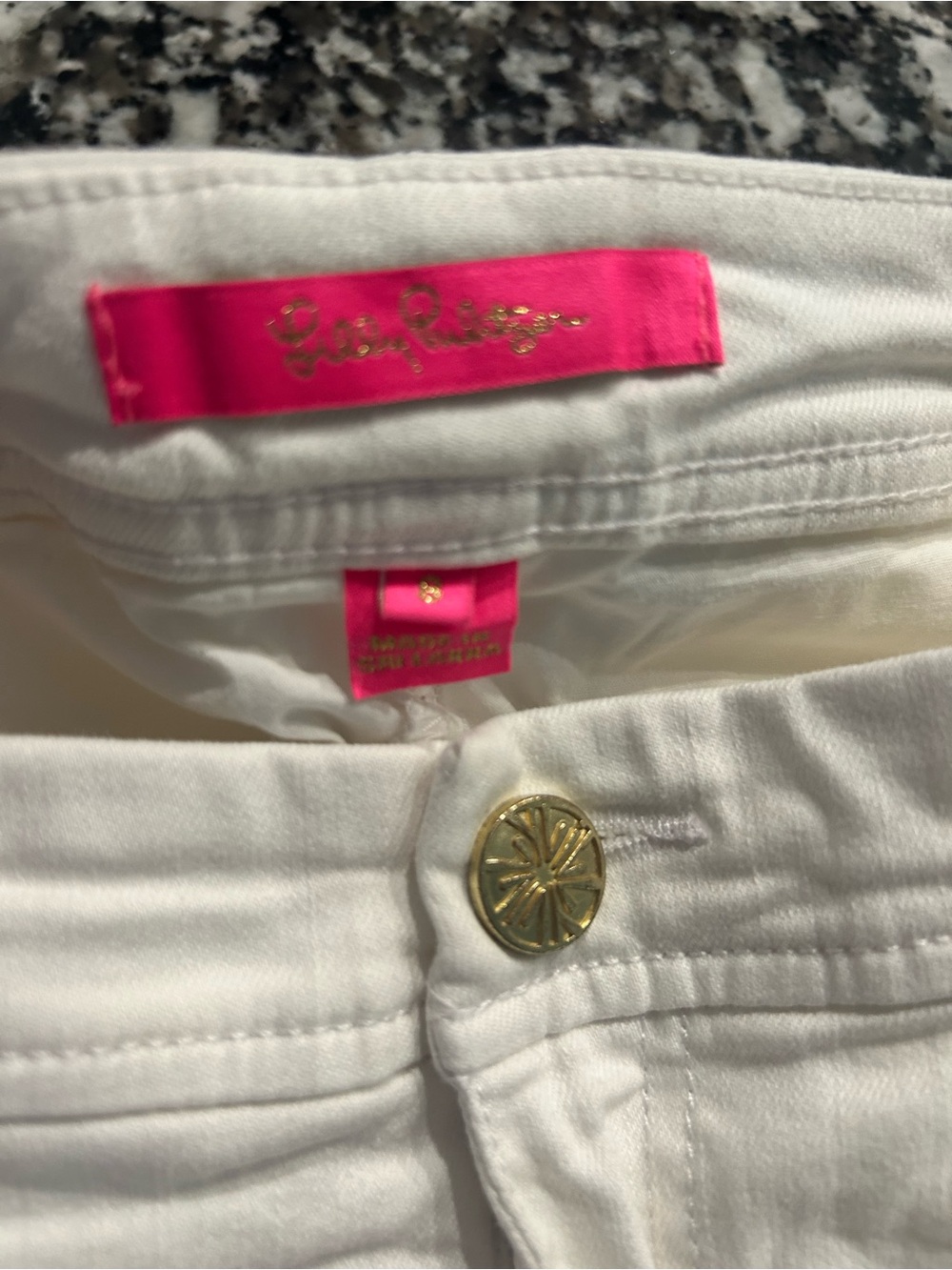 Lilly Pulitzer White Skirt with Pockets & Gold Button